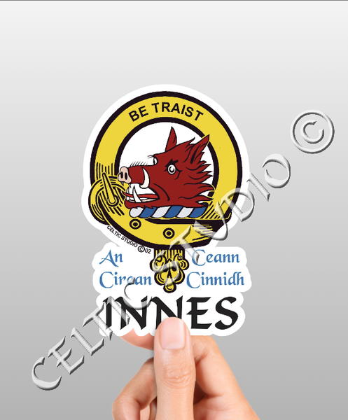 Vinyl  Innes Clan Badge Decal - Personalized Scottish Family Heritage Sticker