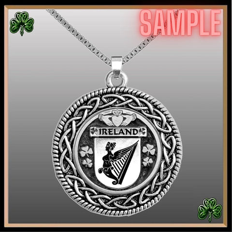 Jones Coat of Arms Celtic Interlace Disk Pendant