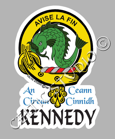 Custom Kennedy Clan Crest Decal - Scottish Heritage Emblem Sticker for Car, Laptop, and Water Bottle