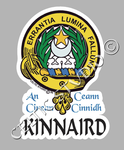 Custom Kinnaird Clan Crest Decal - Scottish Heritage Emblem Sticker for Car, Laptop, and Water Bottle