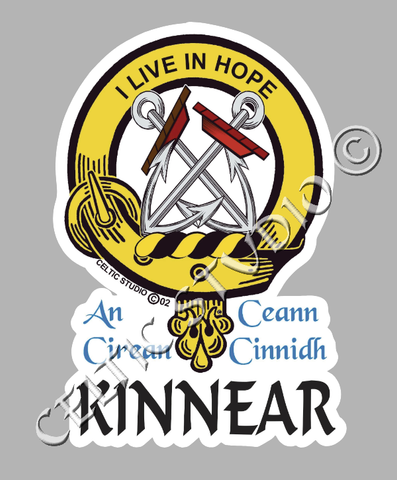 Custom Kinnear Clan Crest Decal - Scottish Heritage Emblem Sticker for Car, Laptop, and Water Bottle