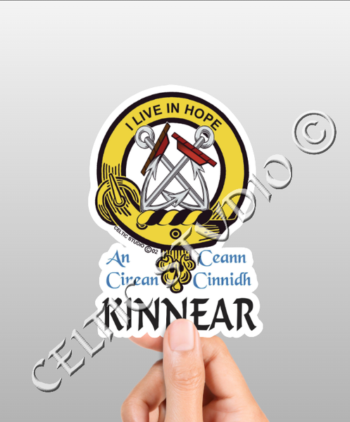 Vinyl  Kinnear Clan Badge Decal - Personalized Scottish Family Heritage Sticker