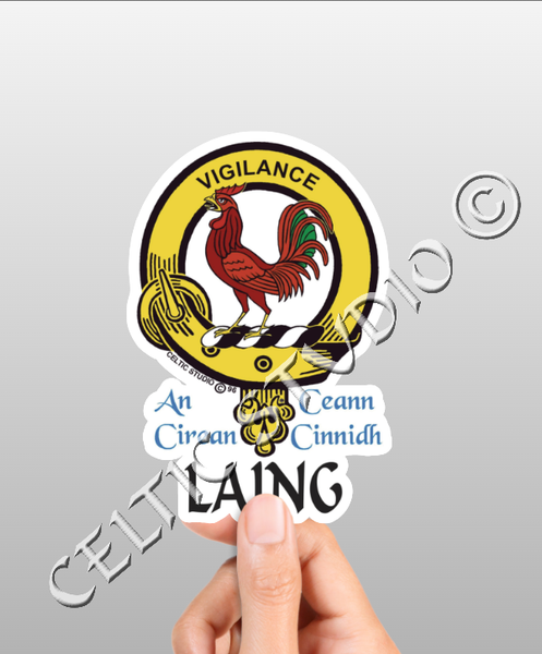 Vinyl  Laing Clan Badge Decal - Personalized Scottish Family Heritage Sticker