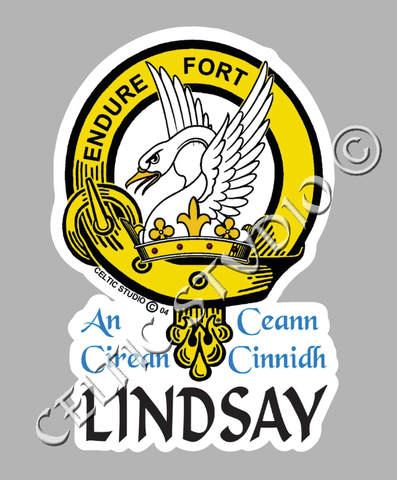 Custom Lindsay Clan Crest Decal - Scottish Heritage Emblem Sticker for Car, Laptop, and Water Bottle