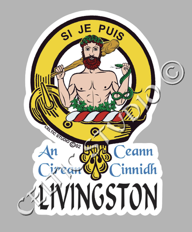 Custom Livingston Clan Crest Decal - Scottish Heritage Emblem Sticker for Car, Laptop, and Water Bottle