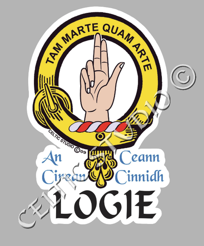 Custom Logie Clan Crest Decal - Scottish Heritage Emblem Sticker for Car, Laptop, and Water Bottle