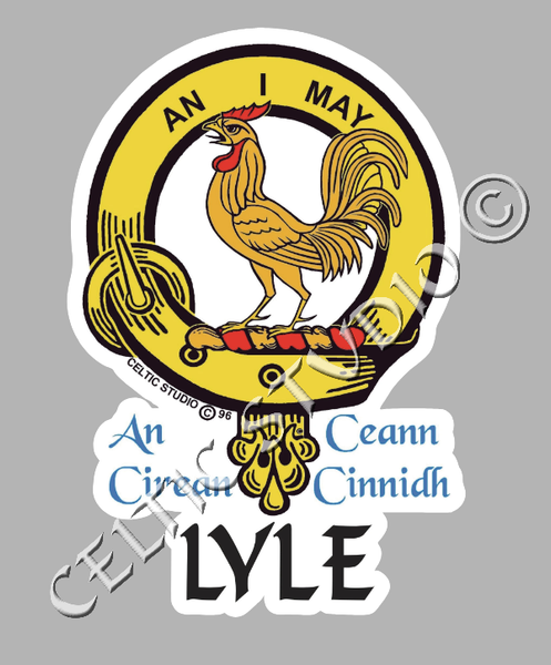 Custom Lyle Clan Crest Decal - Scottish Heritage Emblem Sticker for Car, Laptop, and Water Bottle