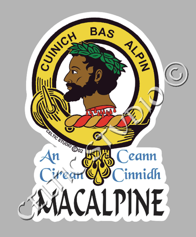 Custom Macalpine Clan Crest Decal - Scottish Heritage Emblem Sticker for Car, Laptop, and Water Bottle