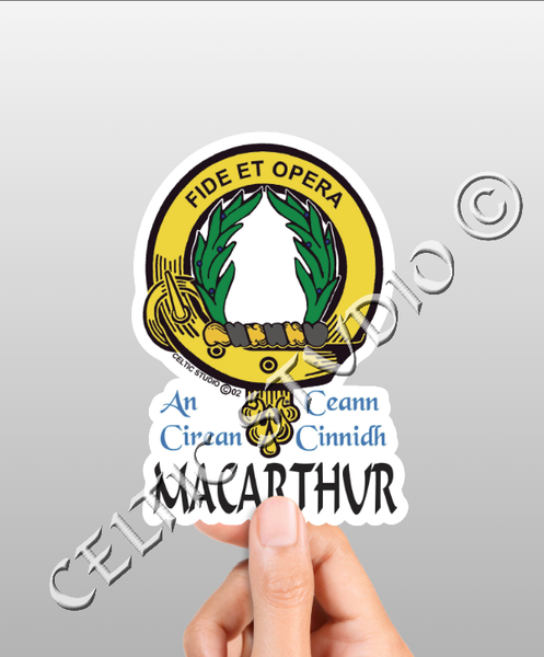 Vinyl  Macarthur Clan Badge Decal - Personalized Scottish Family Heritage Sticker