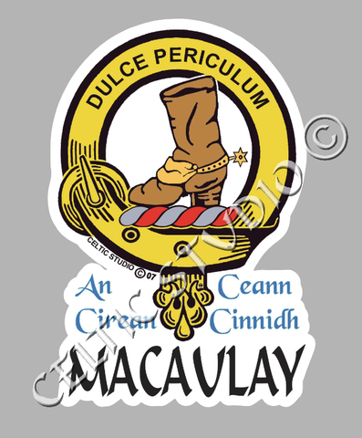 Custom Macaulay Clan Crest Decal - Scottish Heritage Emblem Sticker for Car, Laptop, and Water Bottle
