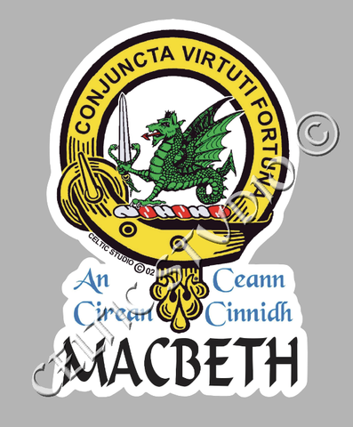 Custom Macbeth Clan Crest Decal - Scottish Heritage Emblem Sticker for Car, Laptop, and Water Bottle