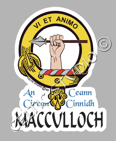 Custom Macculloch Clan Crest Decal - Scottish Heritage Emblem Sticker for Car, Laptop, and Water Bottle