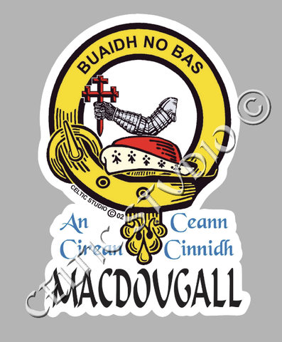 Custom Macdougall Clan Crest Decal - Scottish Heritage Emblem Sticker for Car, Laptop, and Water Bottle