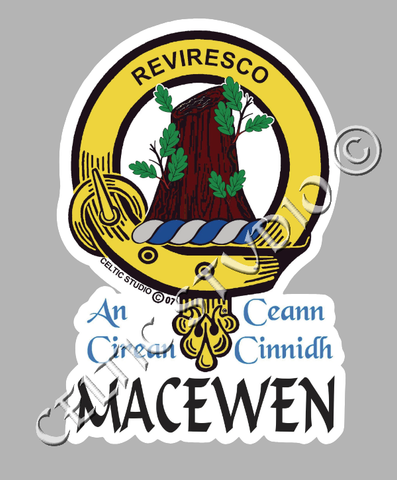 Custom Macewen Clan Crest Decal - Scottish Heritage Emblem Sticker for Car, Laptop, and Water Bottle