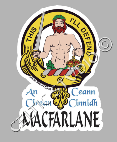 Custom Macfarlane Clan Crest Decal - Scottish Heritage Emblem Sticker for Car, Laptop, and Water Bottle