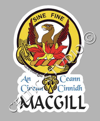 Custom Macgill Clan Crest Decal - Scottish Heritage Emblem Sticker for Car, Laptop, and Water Bottle