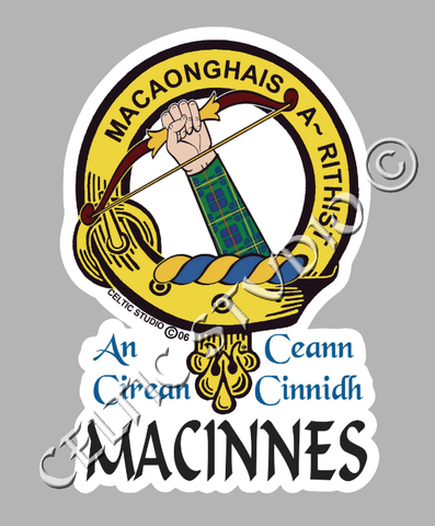 Custom Macinnes Clan Crest Decal - Scottish Heritage Emblem Sticker for Car, Laptop, and Water Bottle