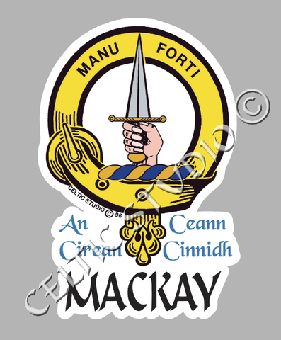 Custom Mackay Clan Crest Decal - Scottish Heritage Emblem Sticker for Car, Laptop, and Water Bottle