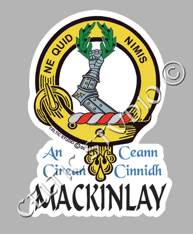 Custom Mackinlay Clan Crest Decal - Scottish Heritage Emblem Sticker for Car, Laptop, and Water Bottle