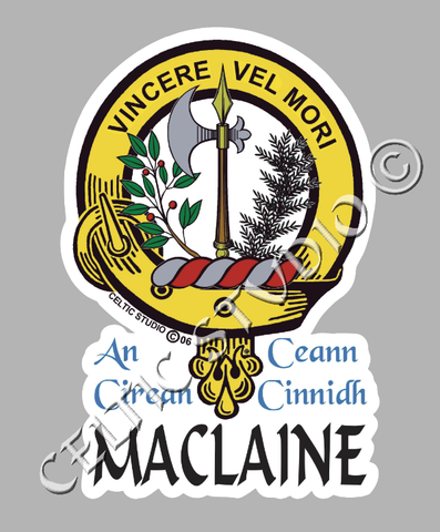 Custom Maclaine Clan Crest Decal - Scottish Heritage Emblem Sticker for Car, Laptop, and Water Bottle