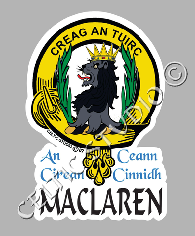 Custom Maclaren Clan Crest Decal - Scottish Heritage Emblem Sticker for Car, Laptop, and Water Bottle