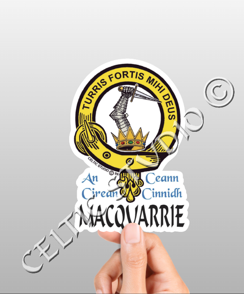 Vinyl  Macquarrie Clan Badge Decal - Personalized Scottish Family Heritage Sticker