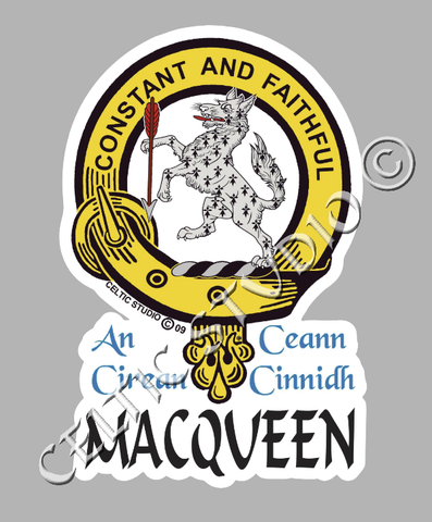 Custom Macqueen Clan Crest Decal - Scottish Heritage Emblem Sticker for Car, Laptop, and Water Bottle