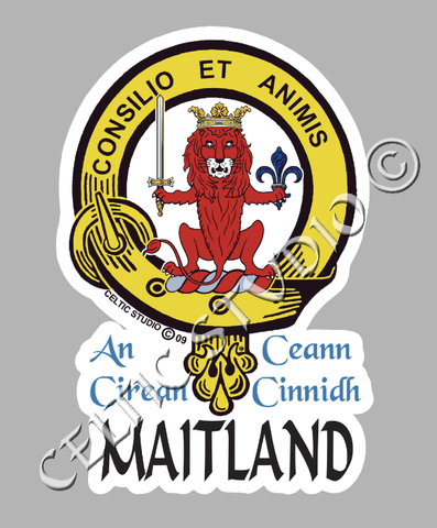 Custom Maitland Clan Crest Decal - Scottish Heritage Emblem Sticker for Car, Laptop, and Water Bottle