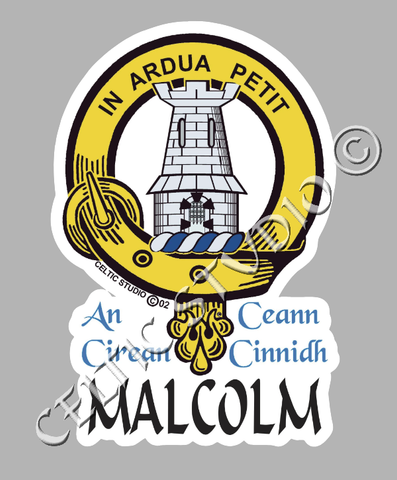 Custom Malcolm Clan Crest Decal - Scottish Heritage Emblem Sticker for Car, Laptop, and Water Bottle