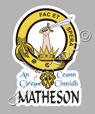 Custom Matheson Clan Crest Decal - Scottish Heritage Emblem Sticker for Car, Laptop, and Water Bottle
