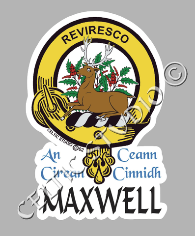 Custom Maxwell Clan Crest Decal - Scottish Heritage Emblem Sticker for Car, Laptop, and Water Bottle