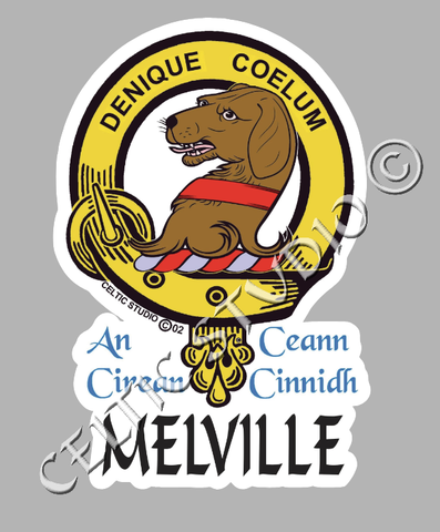 Custom Melville Clan Crest Decal - Scottish Heritage Emblem Sticker for Car, Laptop, and Water Bottle