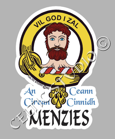 Custom Menzies Clan Crest Decal - Scottish Heritage Emblem Sticker for Car, Laptop, and Water Bottle