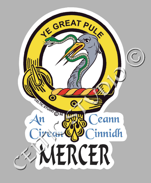 Custom Mercer Clan Crest Decal - Scottish Heritage Emblem Sticker for Car, Laptop, and Water Bottle