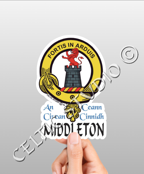 Vinyl  Middleton Clan Badge Decal - Personalized Scottish Family Heritage Sticker