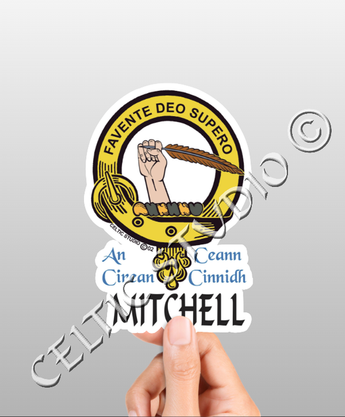 Vinyl  Mitchell Clan Badge Decal - Personalized Scottish Family Heritage Sticker