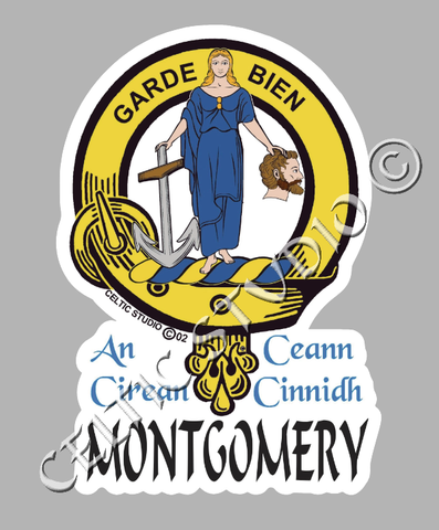 Custom Montgomery Clan Crest Decal - Scottish Heritage Emblem Sticker for Car, Laptop, and Water Bottle