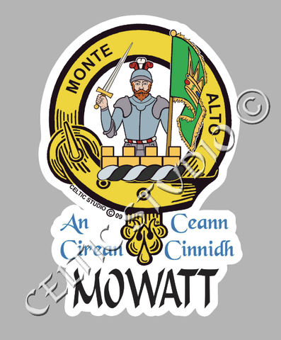 Custom Mowatt Clan Crest Decal - Scottish Heritage Emblem Sticker for Car, Laptop, and Water Bottle