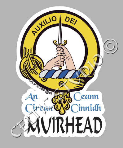 Custom Muirhead Clan Crest Decal - Scottish Heritage Emblem Sticker for Car, Laptop, and Water Bottle
