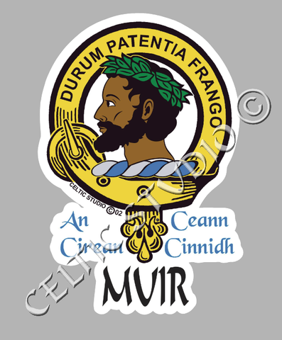 Custom Muir Clan Crest Decal - Scottish Heritage Emblem Sticker for Car, Laptop, and Water Bottle