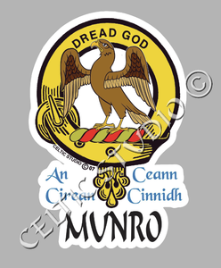 Custom Munro Clan Crest Decal - Scottish Heritage Emblem Sticker for Car, Laptop, and Water Bottle
