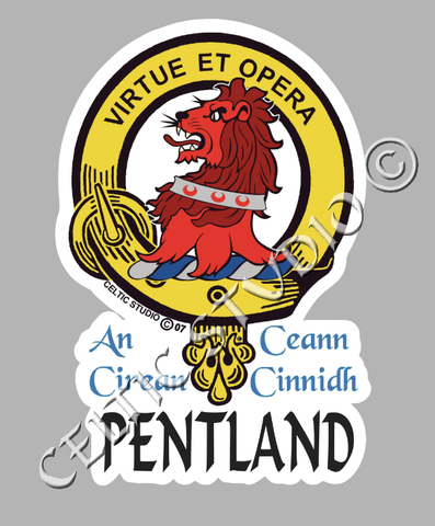 Custom Pentland Clan Crest Decal - Scottish Heritage Emblem Sticker for Car, Laptop, and Water Bottle