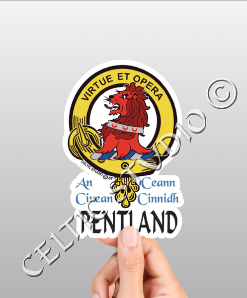 Vinyl  Pentland Clan Badge Decal - Personalized Scottish Family Heritage Sticker