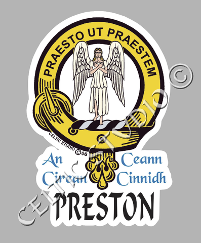 Custom Preston Clan Crest Decal - Scottish Heritage Emblem Sticker for Car, Laptop, and Water Bottle