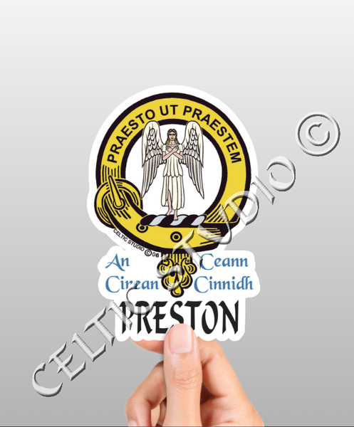 Vinyl  Preston Clan Badge Decal - Personalized Scottish Family Heritage Sticker