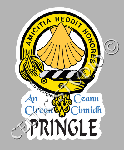 Custom Pringle Clan Crest Decal - Scottish Heritage Emblem Sticker for Car, Laptop, and Water Bottle