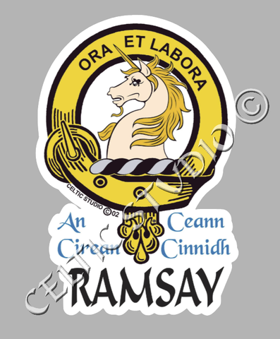 Custom Ramsay Clan Crest Decal - Scottish Heritage Emblem Sticker for Car, Laptop, and Water Bottle