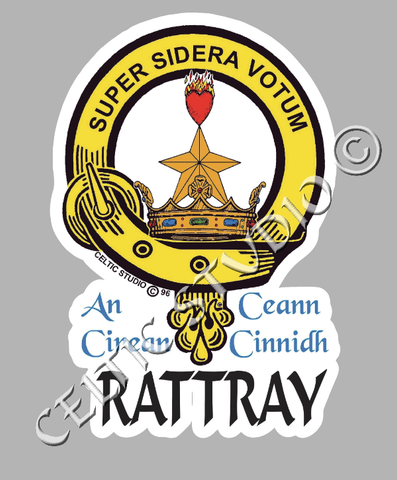 Custom Rattray Clan Crest Decal - Scottish Heritage Emblem Sticker for Car, Laptop, and Water Bottle