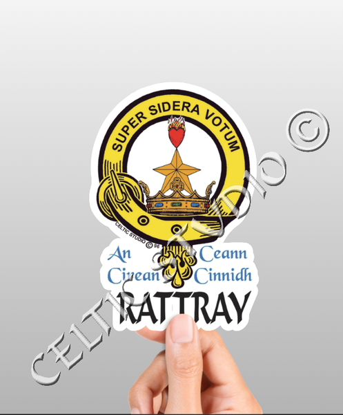 Vinyl  Rattray Clan Badge Decal - Personalized Scottish Family Heritage Sticker