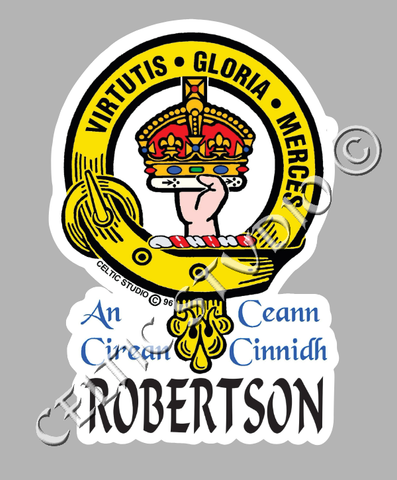 Custom Robertson Clan Crest Decal - Scottish Heritage Emblem Sticker for Car, Laptop, and Water Bottle